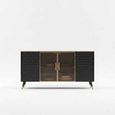 Schwarz Kommode Sideboard Schrank Anrichte Kommoden Schränke 160cm Möbel