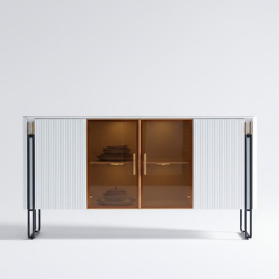 Sideboard Weiß Holzschrank Modern Stil Wohnzimmer Kommode Anrichte