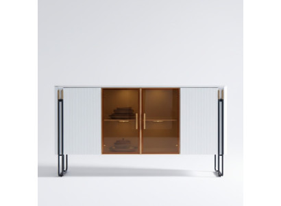 Sideboard Weiß Holzschrank Modern Stil Wohnzimmer Kommode Anrichte
