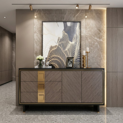 Sideboard Kommode Schrank Holz Modern Design Grau Luxus Wohnzimmer