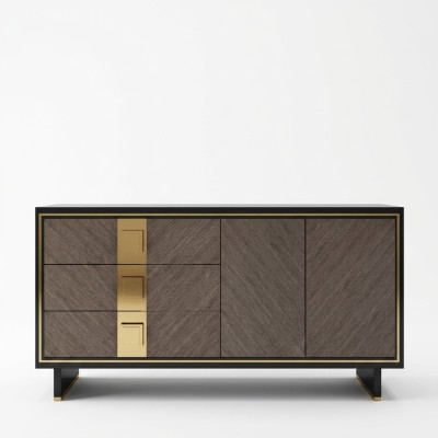 Sideboard Kommode Schrank Holz Modern Design Grau Luxus Wohnzimmer