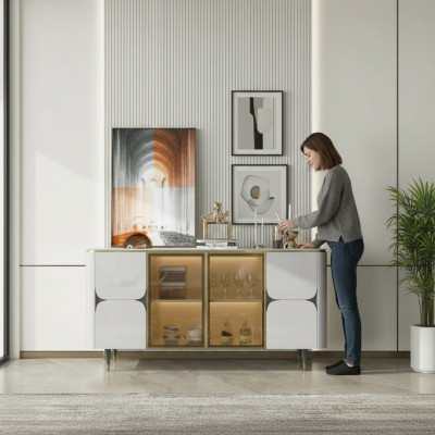 Kommode Holz Schränke Anrichte Weiß Möbel Sideboard Schrank Modern Neu
