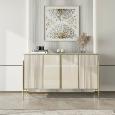Sideboard Modern Holz Wohnzimmer Möbel Schrank Kommode Luxus Beige