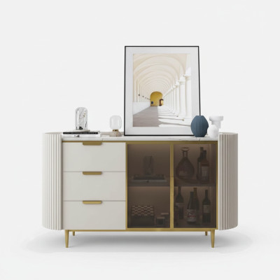 Designer Kommode Anrichte Schrank Wohnzimmer Regal Edelstahl Luxus Board