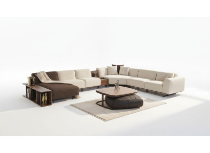 Luxus Ecksofa U-Form Polster Sofa Couch Wohnzimmer Möbel Textil Neu Einrichtung