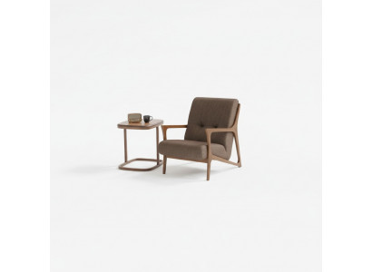 Braun Sessel Polster Möbel Wohnzimmer Holz Einrichtung Luxus Textil Neu