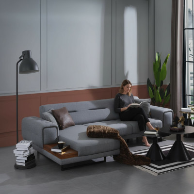Modern Grau Ecksofa L-Form Wohnzimmer Sofa Luxus Einrichtung Neu Design