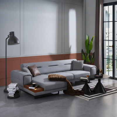 Modern Grau Ecksofa L-Form Wohnzimmer Sofa Luxus Einrichtung Neu Design