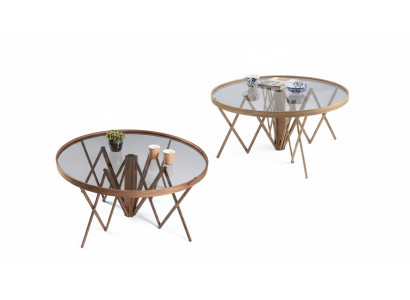 Designer Wohnzimmer Set 2x Couchtische Rund Kaffee Tisch Luxus Möbel