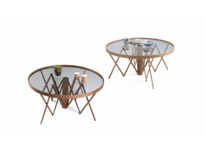 Designer Wohnzimmer Set 2x Couchtische Rund Kaffee Tisch Luxus Möbel