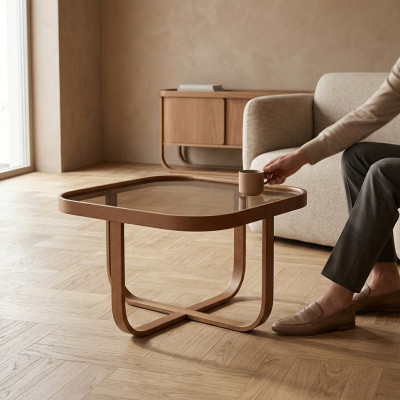 Moderner Couchtisch Tisch Design Holz Designer Wohnzimmer Beistell 
