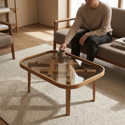 Luxus Möbel Couchtisch Moderner Einrichtung Glastisch Beige Wohnzimmer