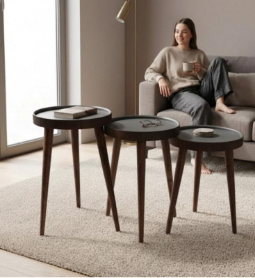 Braun Holz 3x Couchtische Wohnzimmer Komplett Beistelltisch Luxus Tische