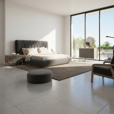 Design Komplett Schlafzimmer Bett Holz 2x Nachttische Kommode mit Spiegel