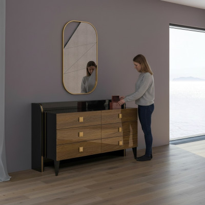 Modern Luxus Schlafzimmer Kommode mit Spiegel Design Schrank Möbel