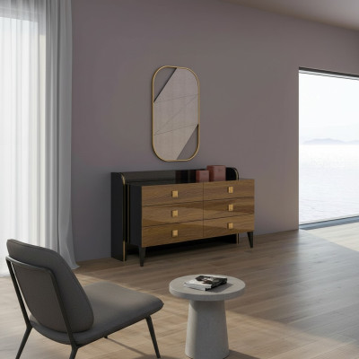 Modern Luxus Schlafzimmer Kommode mit Spiegel Design Schrank Möbel