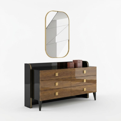 Modern Luxus Schlafzimmer Kommode mit Spiegel Design Schrank Möbel