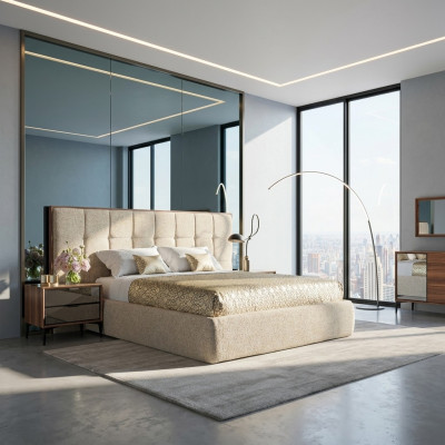 Luxus Möbel Schlafzimmer Modern Set 5tlg Doppel Bett 2x Nachttische Neu