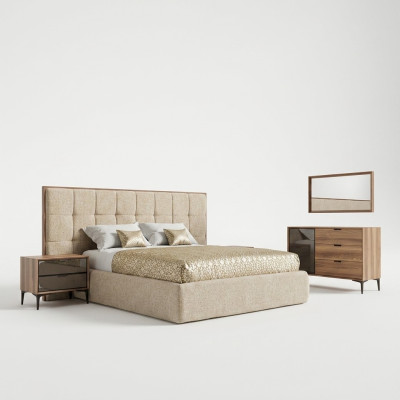 Luxus Möbel Schlafzimmer Modern Set 5tlg Doppel Bett 2x Nachttische Neu