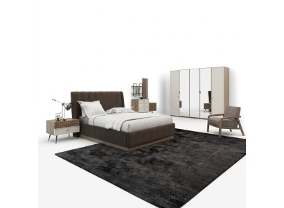 Luxus Schlafzimmer Doppel Bett 2x Nachttische Holz Komplett 6tlg Modern