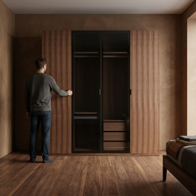 Modern Kleiderschrank Schlafzimmer Design Holzschrank Luxus Schrank Glastüren
