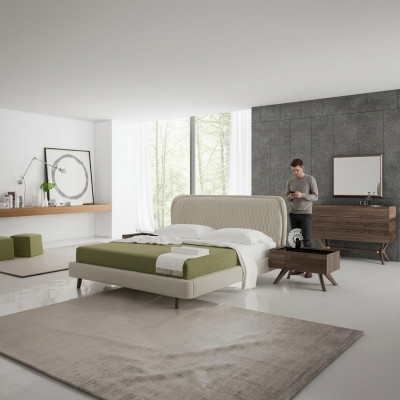 Schlafzimmer Set 5tlg Luxus Doppel Bett 2x Nachttische Luxus Kommode mit Spiegel