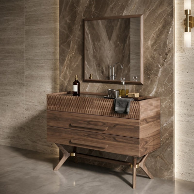 Luxus Kommode mit Spiegel Schlafzimmer Stil Modern Holzschrank Design