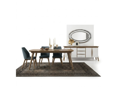 Essgruppe Design Esszimmer Möbel Weiß Luxus Set Esstisch 4x Stühle Sideboard