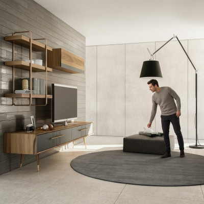 Modern Set TV-Ständer Design Wohnwand Wohnzimmer Wandregal Luxus Wandschrank