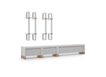 Wohnzimmer Holzmöbel TV-Ständer Design 2x Wandregale Modern Einrichtung