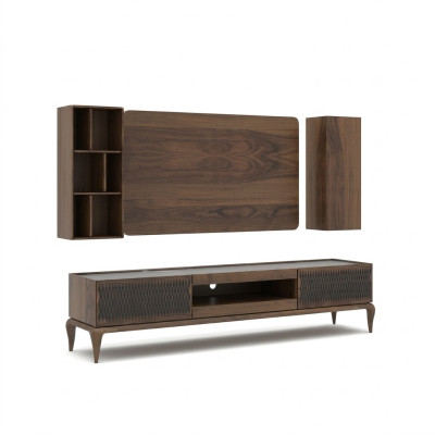 Holzmöbel Wohnzimmer Set 4tlg TV-Ständer Bücherregale Wohnwand TV Rahmen Neu