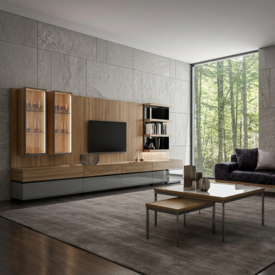 Modern Design Einrichtung Wohnwand Set TV-Ständer Wandregale Holzmöbel Neu