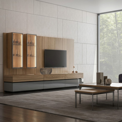 Luxus Komplett Wohnwand Braun Möbel Designer Set Einrichtung TV-Ständer Modern