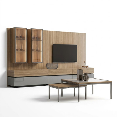 Luxus Komplett Wohnwand Braun Möbel Designer Set Einrichtung TV-Ständer Modern