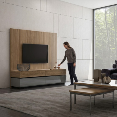 Wohnwand TV Wand Holz Stil Modern Wohnzimmer Möbel TV-Ständer neu Einrichtung