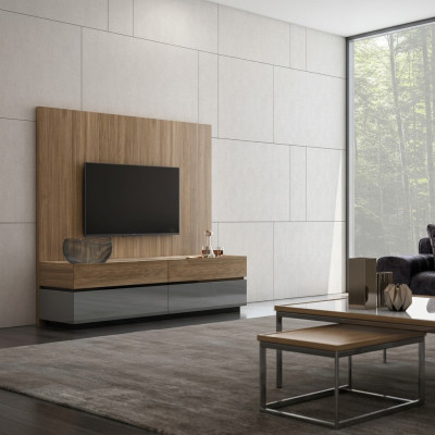 Wohnwand TV Wand Holz Stil Modern Wohnzimmer Möbel TV-Ständer neu Einrichtung
