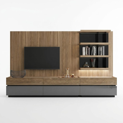 Wohnzimmermöbel Wohnwand 320 cm Einrichtung Braun Luxus Wand Regale