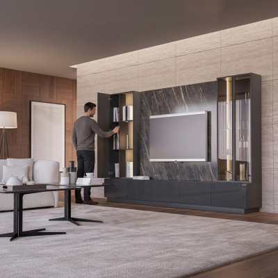 Wohnzimmermöbel Komplette Set 6tlg Designer Wohnwand Holzmöbel Luxus Einrichtung