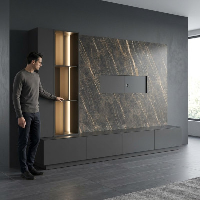 Wohnwand Designer Einrichtung Modern Wohnzimmermöbel Holzmöbel Luxus