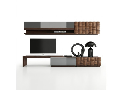 Komplett Wohnzimmermöbel Wohnwand TV-Ständer Wandschrank Designer 2x Wandregale