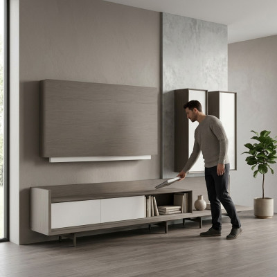 Wohnwand TV-Ständer TV Rahmen Einrichtung 2x Wandschrank Design Modern Garnitur