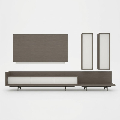 Wohnwand TV-Ständer TV Rahmen Einrichtung 2x Wandschrank Design Modern Garnitur