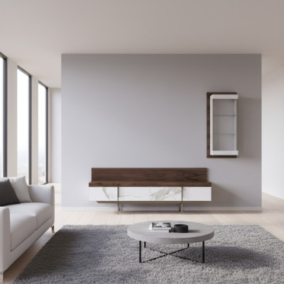 Wohnzimmer Set 2tlg TV-Ständer Komplett Hänge Vitrine Luxus Modern Design