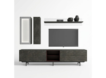 Wohnwand Modern TV-Ständer Hänge Vitrine Luxus Wandregal Wohnzimmermöbel