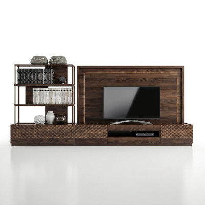 Luxus Wohnzimmer Wohnwand TV-Ständer Holzmöbel Bücherregale Neu TV Rahmen