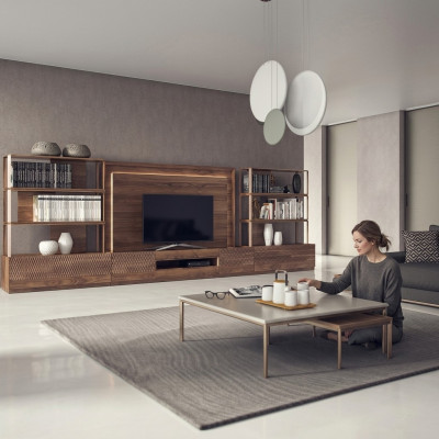 Wohnzimmermöbel Set 4tlg TV-Ständer 2x Bücherregale Holzmöbel TV Rahmen Komplett