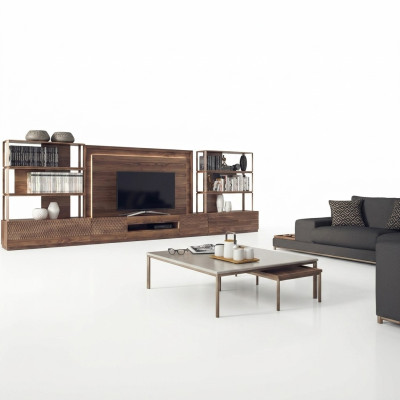 Wohnzimmermöbel Set 4tlg TV-Ständer 2x Bücherregale Holzmöbel TV Rahmen Komplett