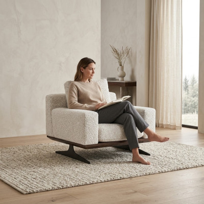 Wohnzimmer Einrichtung Luxus Textil Sessel Polstermöbel Modern Designer Möbel
