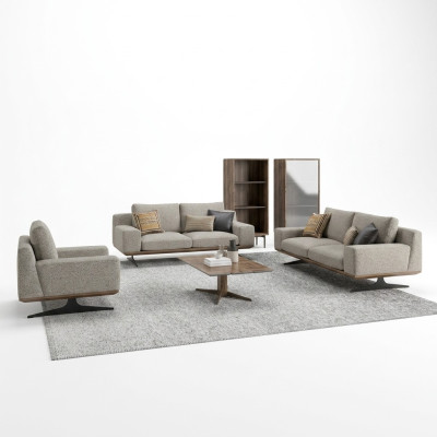 Sofagarnitur Polstermöbel Sofa Wohnzimmer 5tlg Couchtisch Holz Beistelltisch Neu