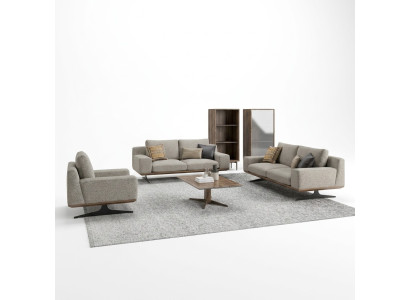 Sofagarnitur Polstermöbel Sofa Wohnzimmer 5tlg Couchtisch Holz Beistelltisch Neu